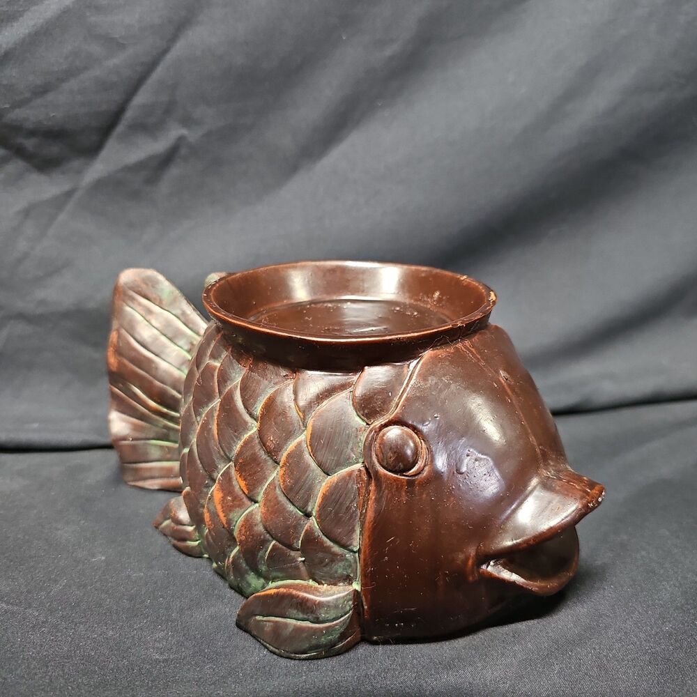 koi fish statue Candle Holder Aged Look